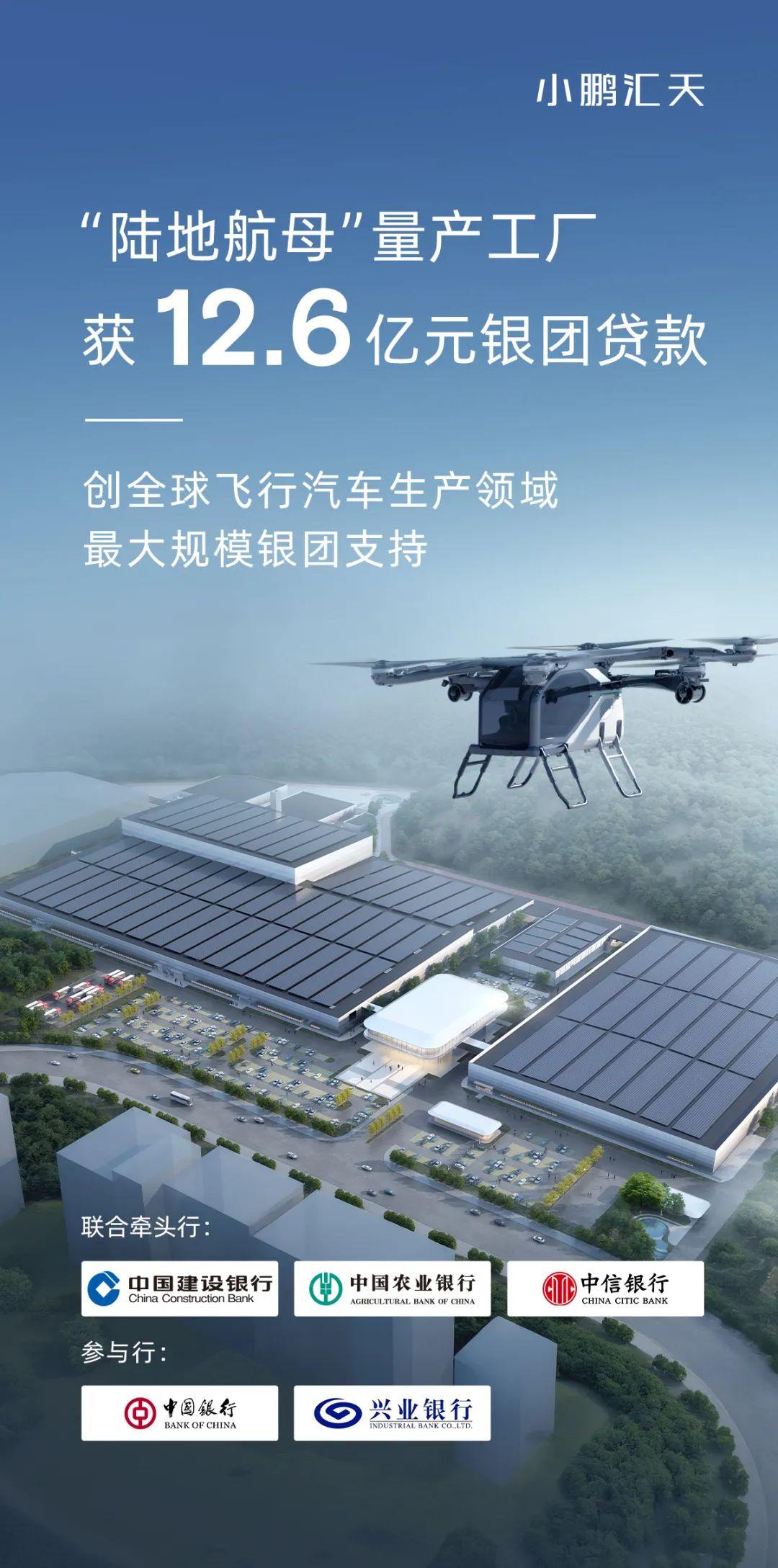 12.6亿元,小鹏汇天量产工厂获全球飞行汽车生产领域最大银团贷款(图1) 12.6亿元,小鹏汇天量产工厂获全球飞行汽车生产领域最大银团贷款(图1)