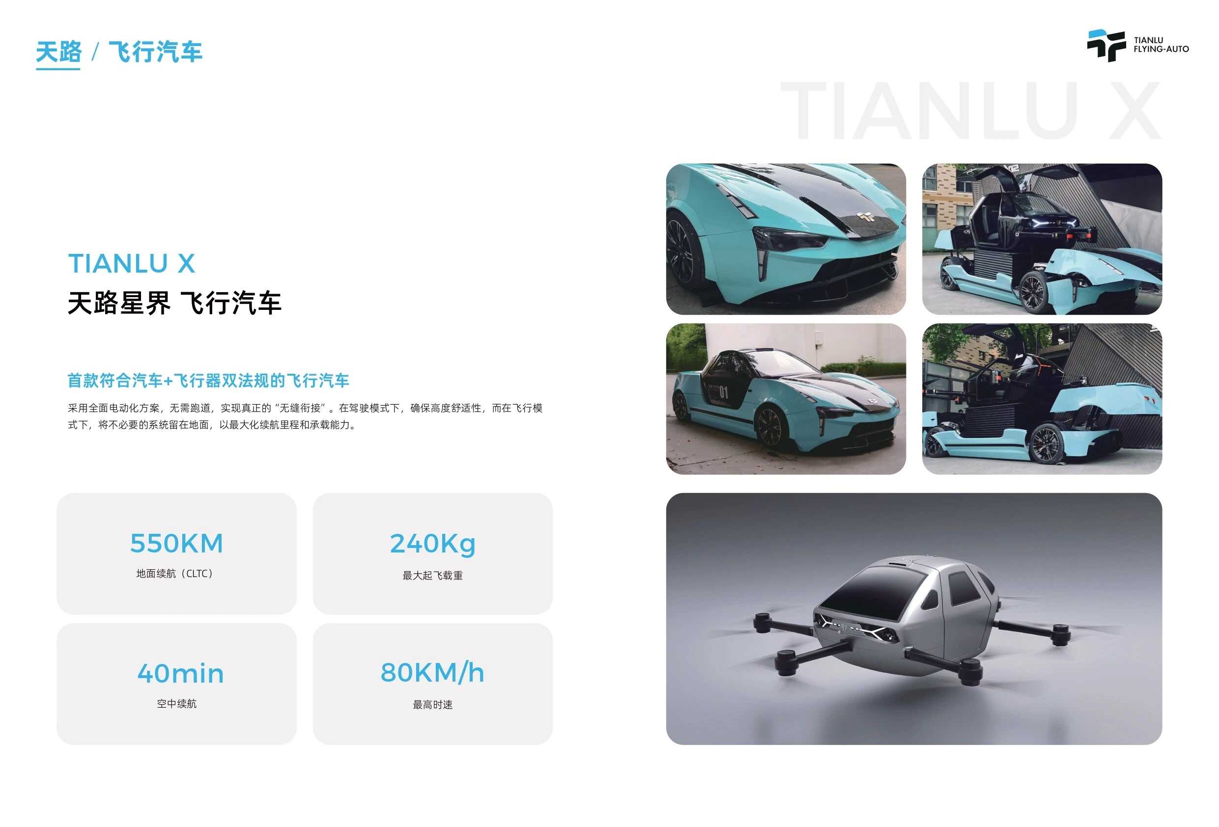 天路星界 陆空一体飞行汽车参数价格量产时间